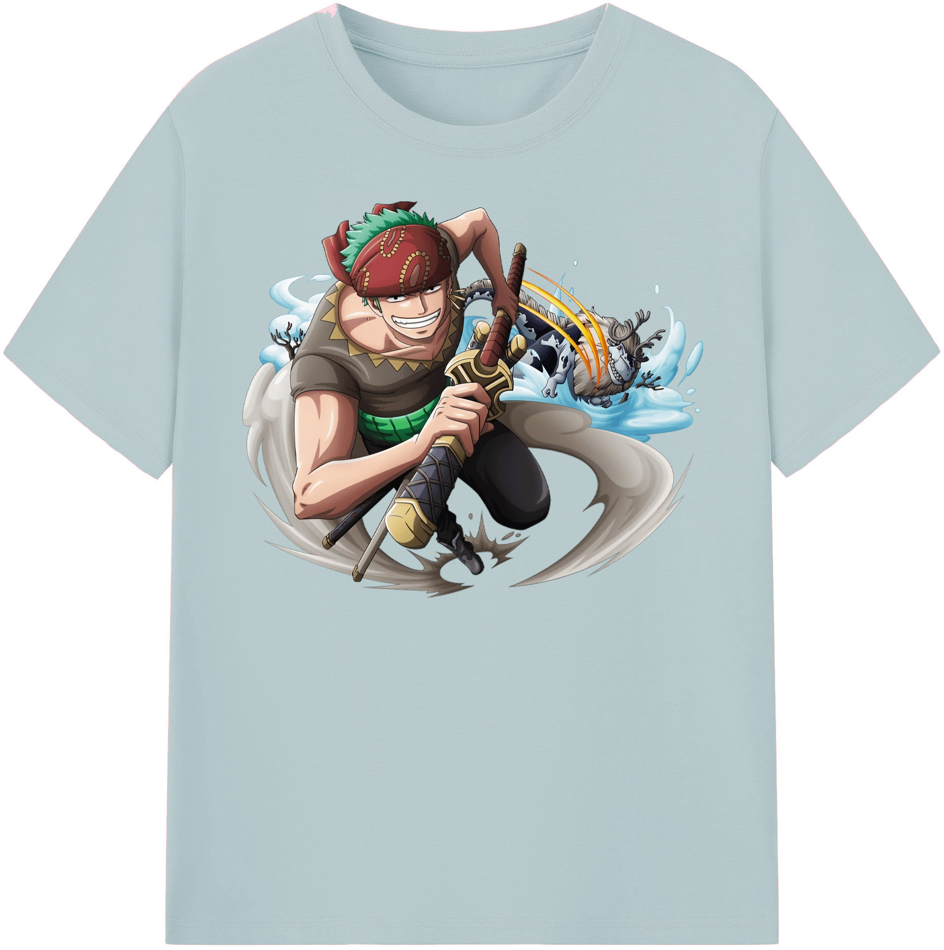 ワンピース ロロノア・ゾロ ONE PIECE Roronoa Zoro 綿100％半袖Tシャツ（フロントプリント）